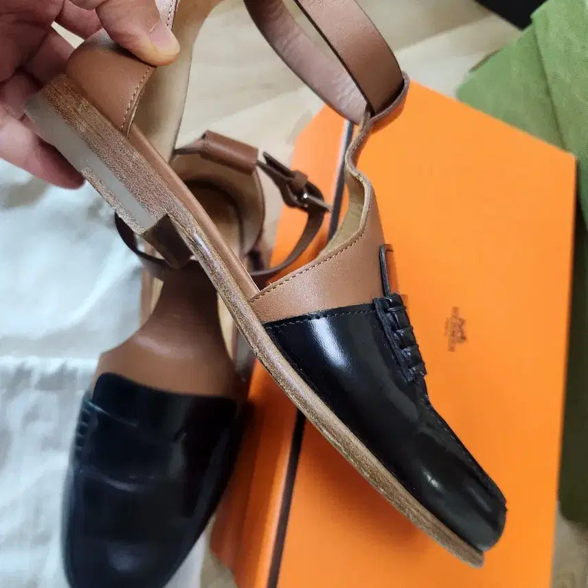 [BUNJANG] Hermès Sandals Loafers Black/Brown 36 Full Set / 정품) 에르메스 샌들 로퍼 슈즈 블랙/브라운 36 박스풀세트