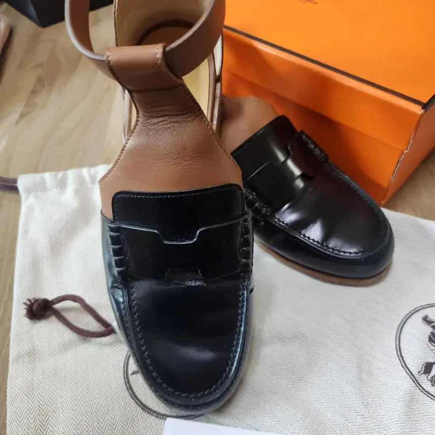 [BUNJANG] Hermès Sandals Loafers Black/Brown 36 Full Set / 정품) 에르메스 샌들 로퍼 슈즈 블랙/브라운 36 박스풀세트