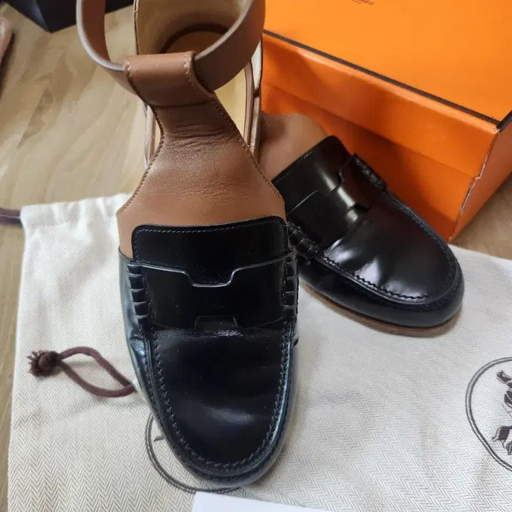 [BUNJANG] Hermès Sandals Loafers Black/Brown 36 Full Set / 정품) 에르메스 샌들 로퍼 슈즈 블랙/브라운 36 박스풀세트