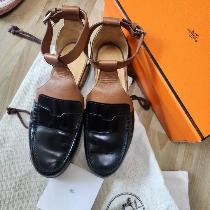 [BUNJANG] Hermès Sandals Loafers Black/Brown 36 Full Set / 정품) 에르메스 샌들 로퍼 슈즈 블랙/브라운 36 박스풀세트
