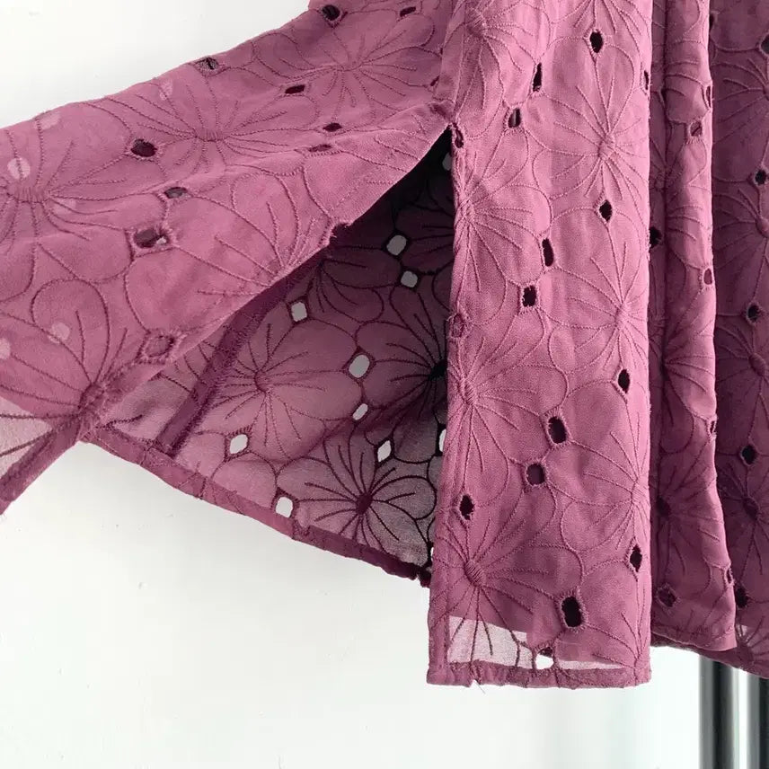 [BUNJANG] ANNA SUI Punching Lace Wide Pants Burgundy / 정품 안나수이 ANNA SUI 펀칭 레이스 와이드 팬츠 버건디