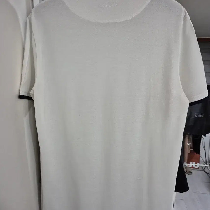 [SOLD OUT] 산드로옴므 코튼 소매배색 반팔티 XL 화이트