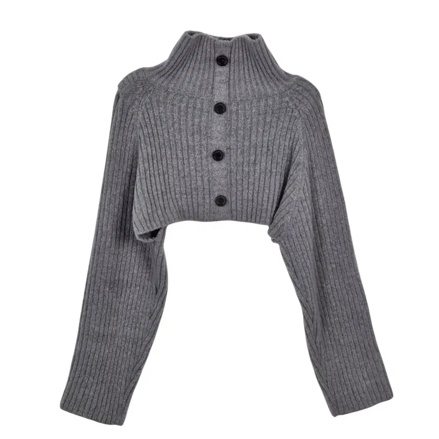 [BUNJANG] CC Collect Grey High Neck Cropped Knit Bolero / 씨씨콜렉트 그레이 하이넥 크롭 니트 볼레로 F