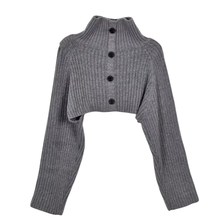 [BUNJANG] CC Collect Grey High Neck Cropped Knit Bolero / 씨씨콜렉트 그레이 하이넥 크롭 니트 볼레로 F