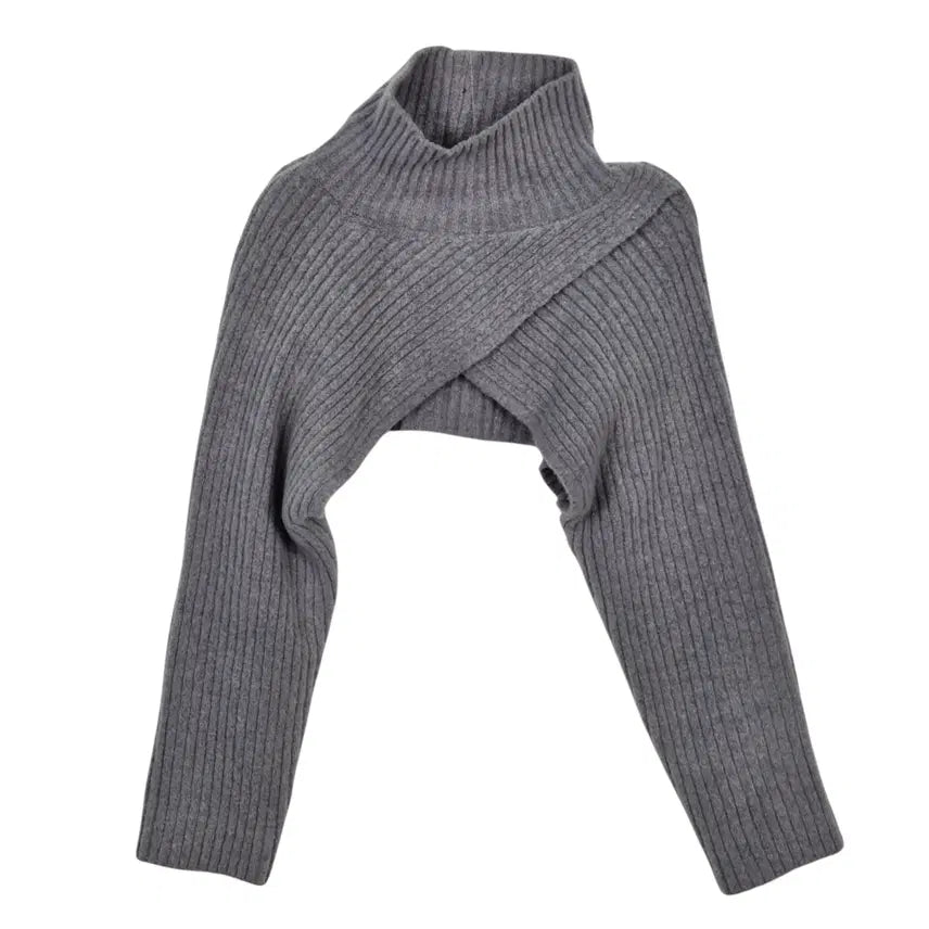 [BUNJANG] CC Collect Grey High Neck Cropped Knit Bolero / 씨씨콜렉트 그레이 하이넥 크롭 니트 볼레로 F