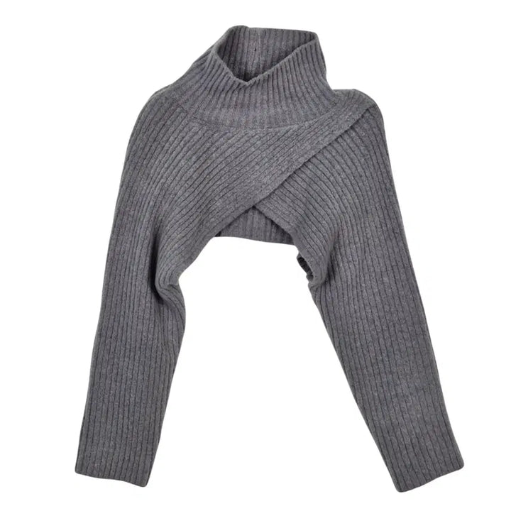 [BUNJANG] CC Collect Grey High Neck Cropped Knit Bolero / 씨씨콜렉트 그레이 하이넥 크롭 니트 볼레로 F