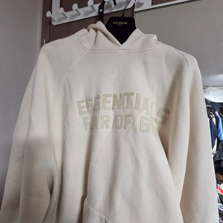 [BUNJANG] Fear of God Essentials 3D Silicon Pullover Hoodie Cream XL / 피어오브갓 에센셜 3D 실리콘 풀오버 후디 크림 XL