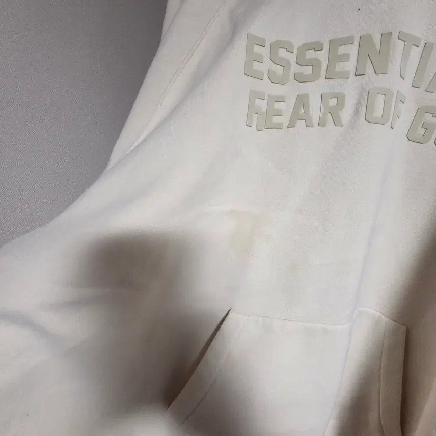 [BUNJANG] Fear of God Essentials 3D Silicon Pullover Hoodie Cream XL / 피어오브갓 에센셜 3D 실리콘 풀오버 후디 크림 XL