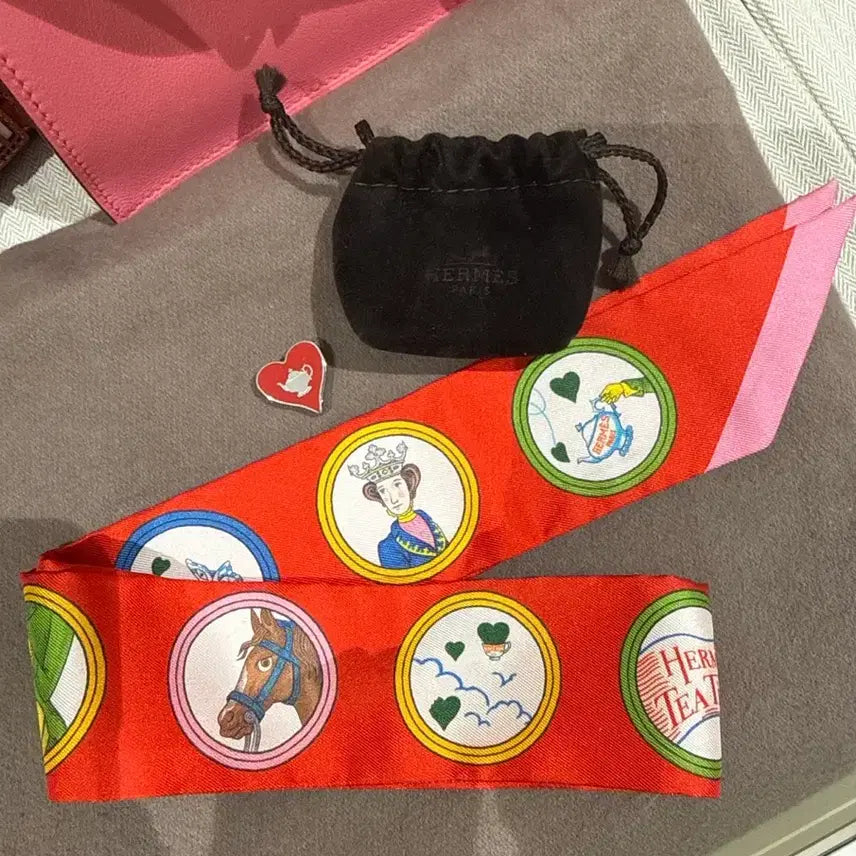 [BUNJANG] Hermes Twilly Scarf Set with Scarf Ring / 에르메스 트윌리 스카프 레드 스카프링세트