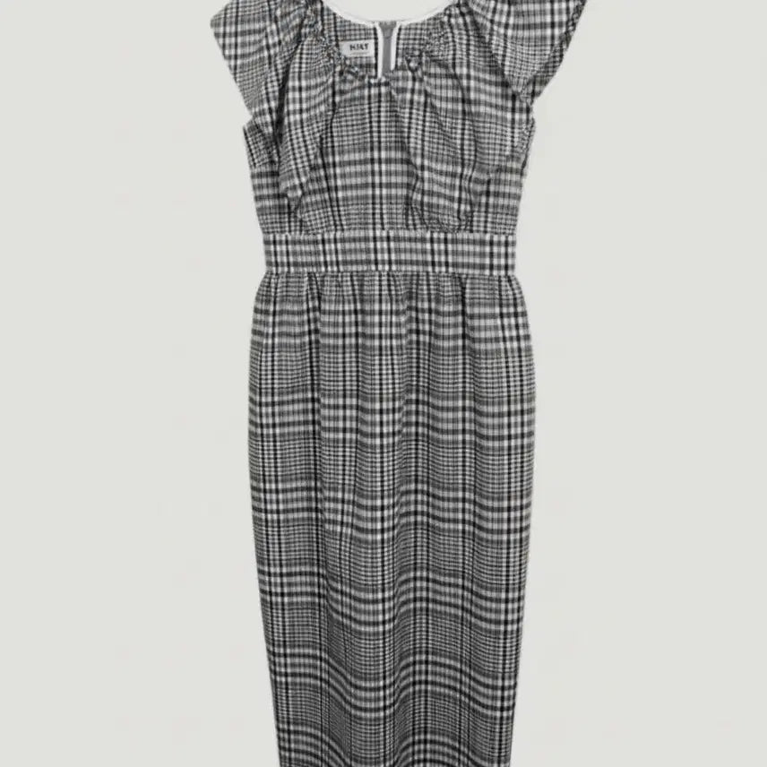 [BUNJANG] HEROINE Check Color-Blocked Big Collar Dress S / 여성S/ HEROINE 체크 배색 빅카라 하객룩 원피스 BK 30-8