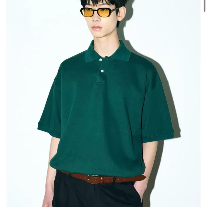 [BUNJANG] Partimento Oversized PK Half Sweat Polo Shirt - Green / 남자 파르티멘토 피케 카라반팔티 M사이즈
