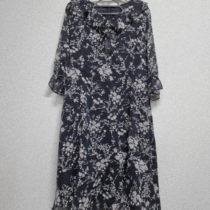 [BUNJANG] Madame Elegance Floral Chiffon Long Dress 77 / 마담엘레강스 플라워 쉬폰 롱 원피스 77