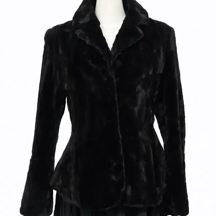 [BUNJANG] Premium Black Mink Coat Jacket (Slim Fit, Half Length) / 프리미엄 블랙 깎은 밍크 코트자켓 (슬림핏 / 하프기장)