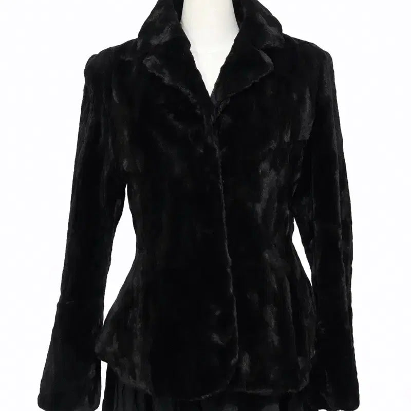 [BUNJANG] Premium Black Mink Coat Jacket (Slim Fit, Half Length) / 프리미엄 블랙 깎은 밍크 코트자켓 (슬림핏 / 하프기장)