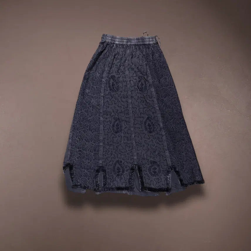 [BUNJANG] Vintage Linen Long Skirt C438 / 빈티지 패턴 린넨 롱스커트 C438