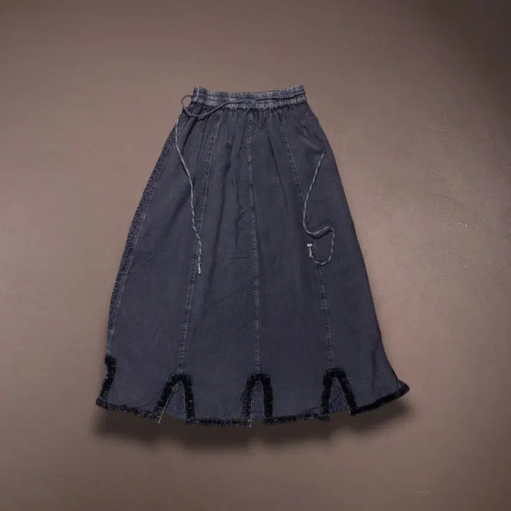 [BUNJANG] Vintage Linen Long Skirt C438 / 빈티지 패턴 린넨 롱스커트 C438