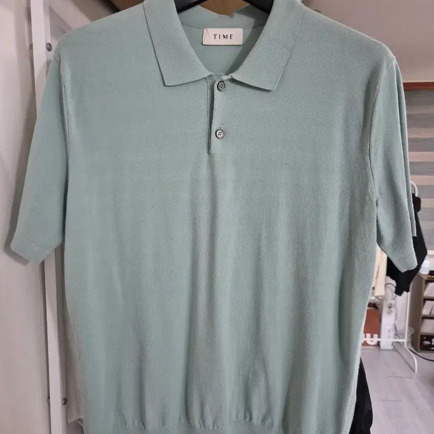 [BUNJANG] Time Homme Rayon Knit Polo T-shirt Mint 105 / 타임옴므 레이온 니트 PK 카라티 105 민트