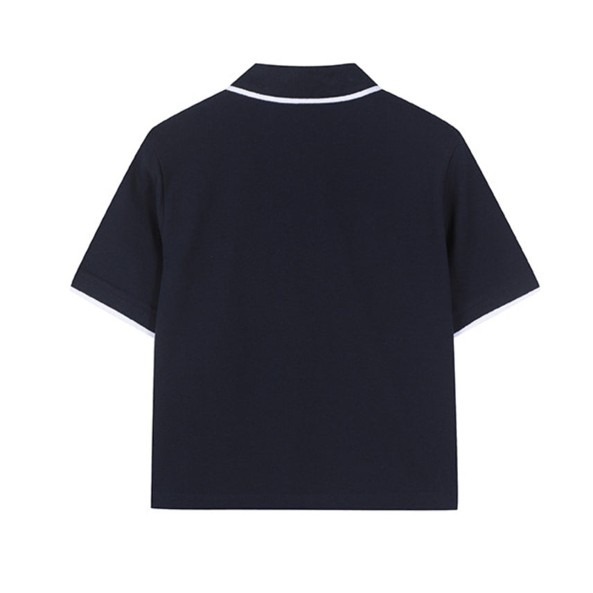 [BUNJANG] Polham PK Collar Crop Short Sleeve T-shirt Navy 95 / 새) PK 카라 크롭 반팔 네이비 95 미개봉 새상품
