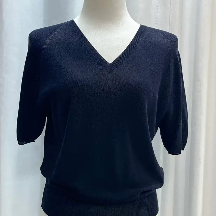 [BUNJANG] the CASHMERE V-Neck Short Sleeve Knit Top / the CASHMERE V넥 반팔 니트 블랙 새상품 85(S)새옷급