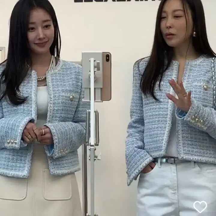 [BUNJANG] Chix Label Selena Tweed Jacket (Sky Blue) - S / 칙스라벨 셀레나 트위드 자켓(스카이블루)S