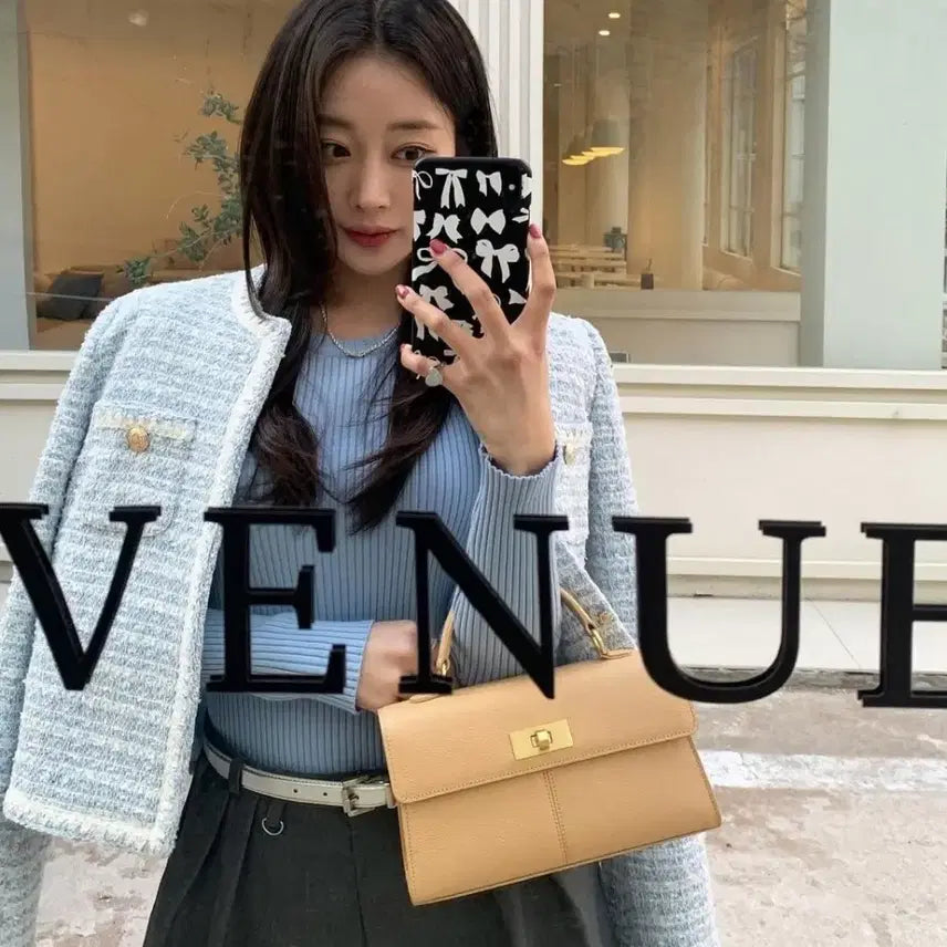 [BUNJANG] Chix Label Selena Tweed Jacket (Sky Blue) - S / 칙스라벨 셀레나 트위드 자켓(스카이블루)S
