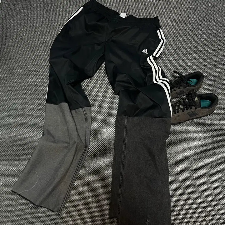 [BUNJANG] Adidas Black Track Pants Reconstructed / 아디다스 블랙 트랙 팬츠 리폼