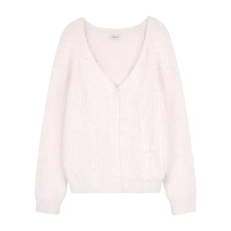 [BUNJANG] Clichy Sugarplum Hairly Cardigan Pink / 클리시어 슈가플럼 헤어리 가디건 핑크