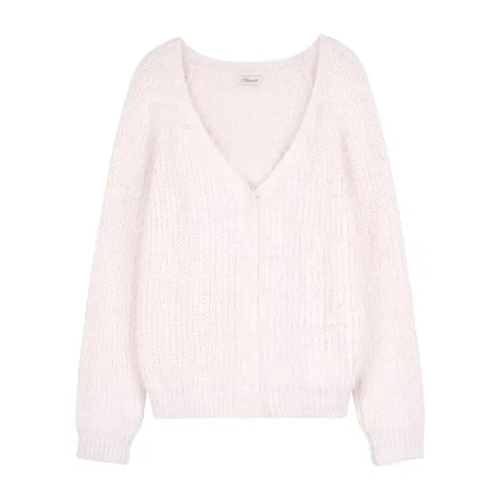 [BUNJANG] Clichy Sugarplum Hairly Cardigan Pink / 클리시어 슈가플럼 헤어리 가디건 핑크