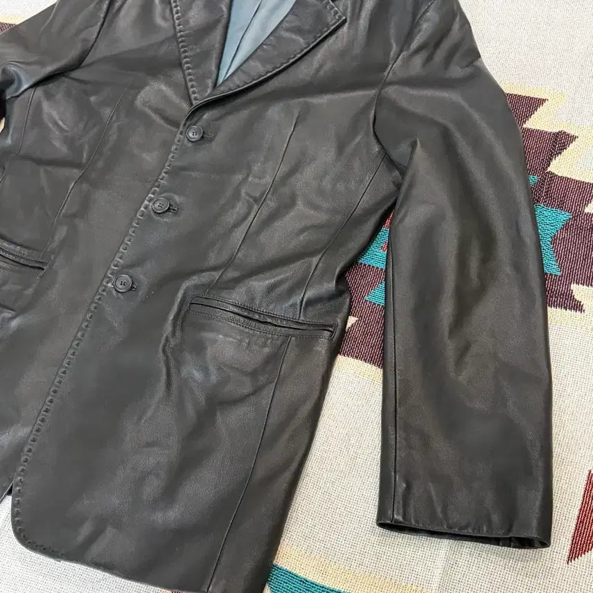 [BUNJANG] Comodo Lambskin Leather Blazer Jacket / Comodo 양가죽 3버튼 레더 블레이저 카코트