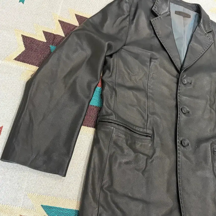 [BUNJANG] Comodo Lambskin Leather Blazer Jacket / Comodo 양가죽 3버튼 레더 블레이저 카코트