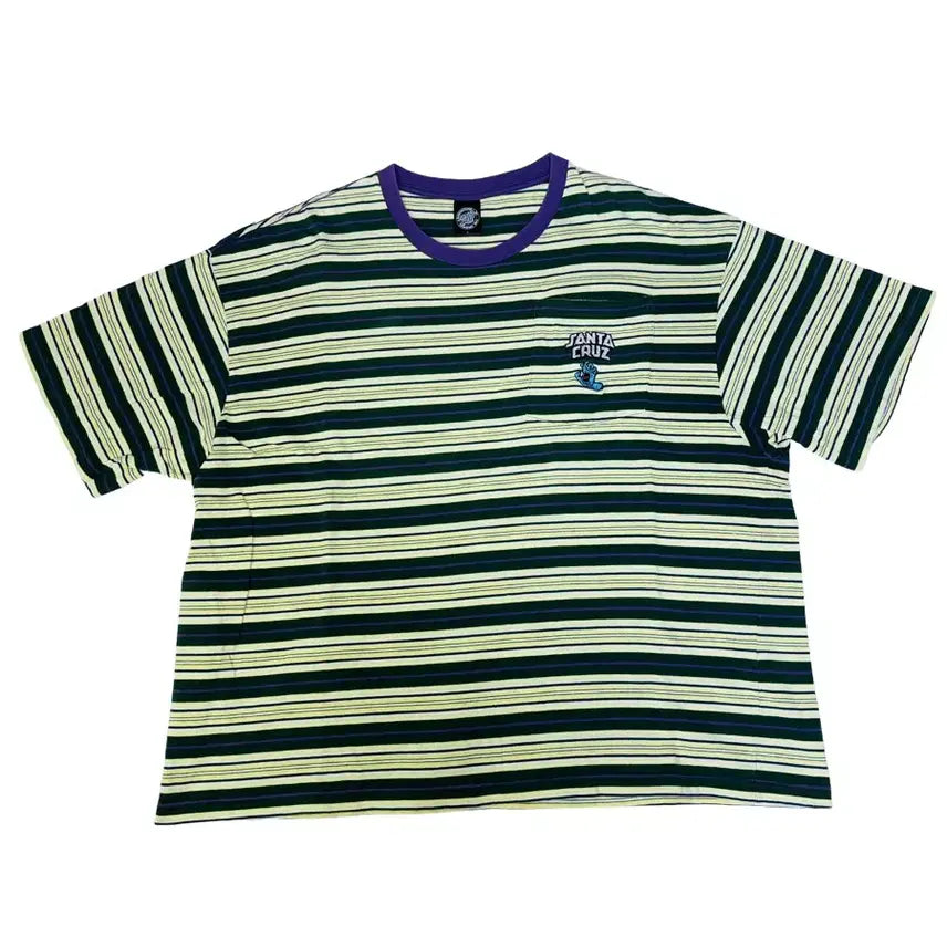 [BUNJANG] SANTACRUZ Striped Border T-shirt / 빈티지 산타크루즈 SANTACRUZ 스트라이프 보더 티셔츠 L