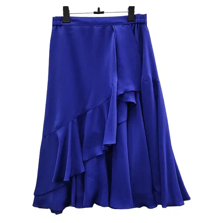 [BUNJANG] Vintage Unbalanced Pleated Skirt / 빈티지 언밸런스 사선 프릴 플리츠 스커트 MADE IN JAPAN