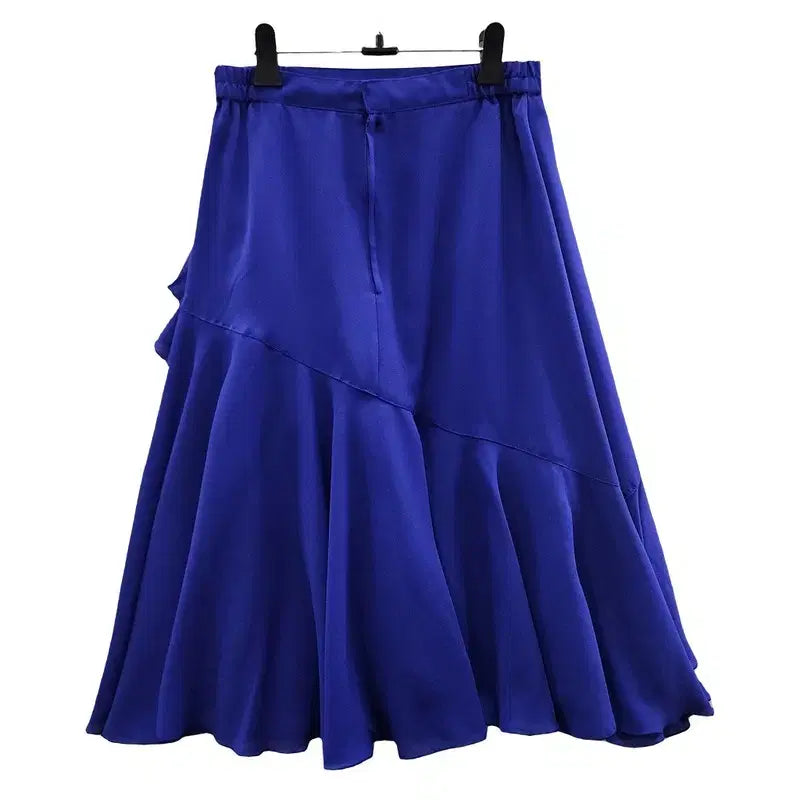 [BUNJANG] Vintage Unbalanced Pleated Skirt / 빈티지 언밸런스 사선 프릴 플리츠 스커트 MADE IN JAPAN