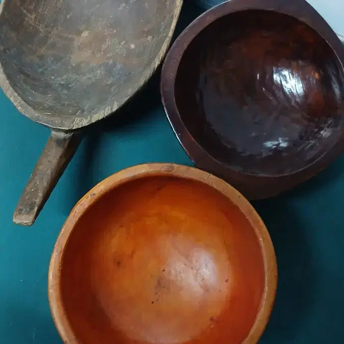 [BUNJANG] Antique Wooden Ladle &amp; Trough Set / 옛날나무바가지&amp;함지(작은소형)3점 일솰