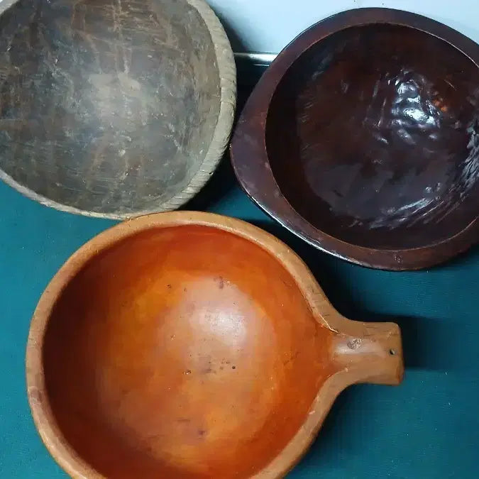 [BUNJANG] Antique Wooden Ladle &amp; Trough Set / 옛날나무바가지&amp;함지(작은소형)3점 일솰
