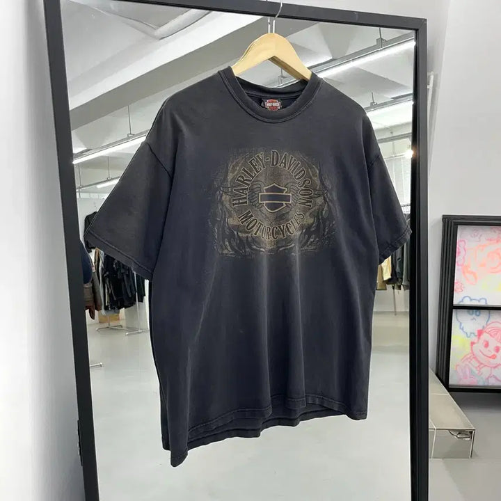 [SOLD OUT] 할리데이비슨 00s 플레임 불꽃 이글 하드 페이딩 빈티지 반팔 티셔츠