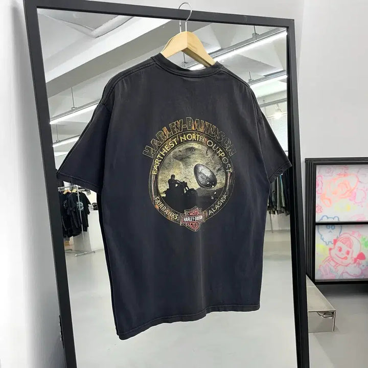 [SOLD OUT] 할리데이비슨 00s 플레임 불꽃 이글 하드 페이딩 빈티지 반팔 티셔츠