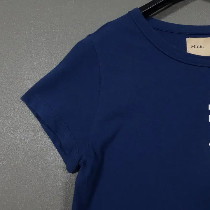 [BUNJANG] Matinkim Tucked Crop Top Navy T-shirt / 여성 F) 마뗑킴 핀턱 크롭탑 네이비 라운드 반팔 티셔츠