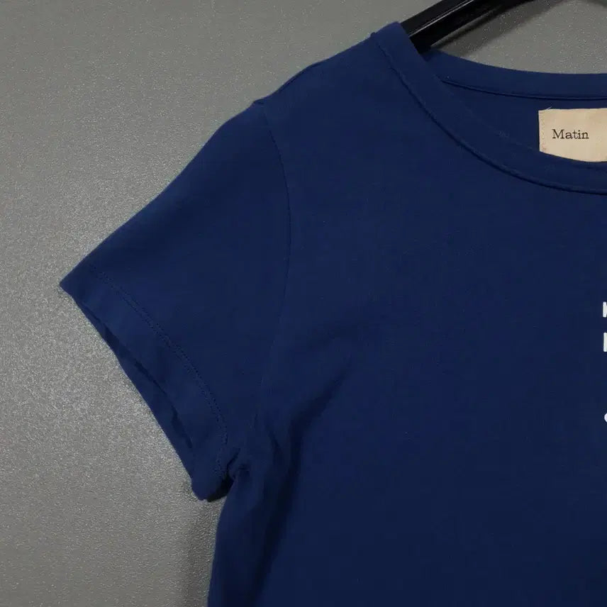 [BUNJANG] Matinkim Tucked Crop Top Navy T-shirt / 여성 F) 마뗑킴 핀턱 크롭탑 네이비 라운드 반팔 티셔츠