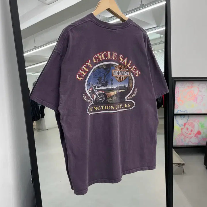 [SOLD OUT] 할리데이비슨 90s 플레임 불꽃 하드 페이딩 빈티지 반팔 티셔츠