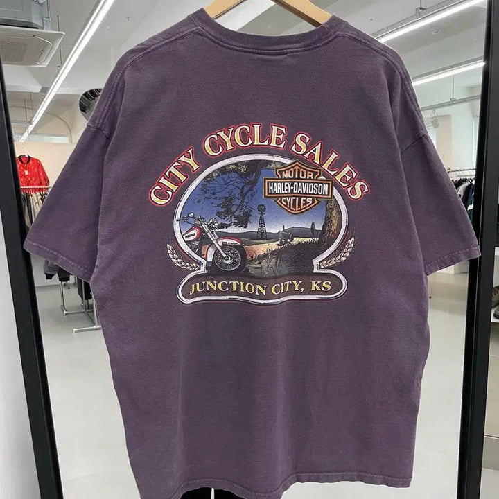 [SOLD OUT] 할리데이비슨 90s 플레임 불꽃 하드 페이딩 빈티지 반팔 티셔츠