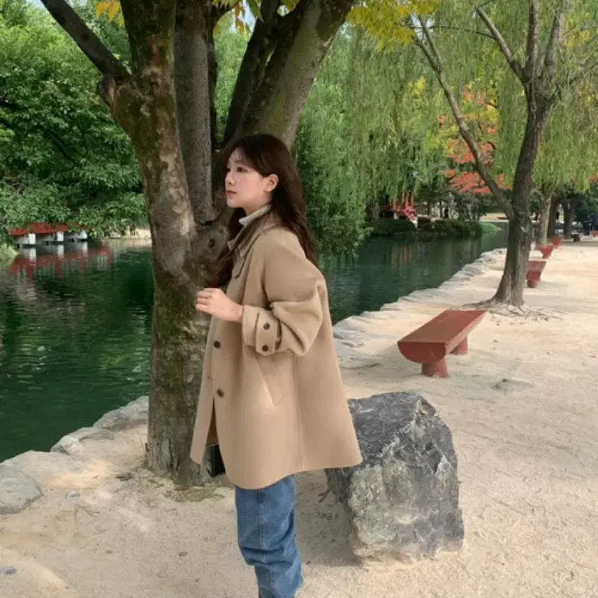 [BUNJANG] ONDMIN Beige Half Coat / 온드민 하프코트