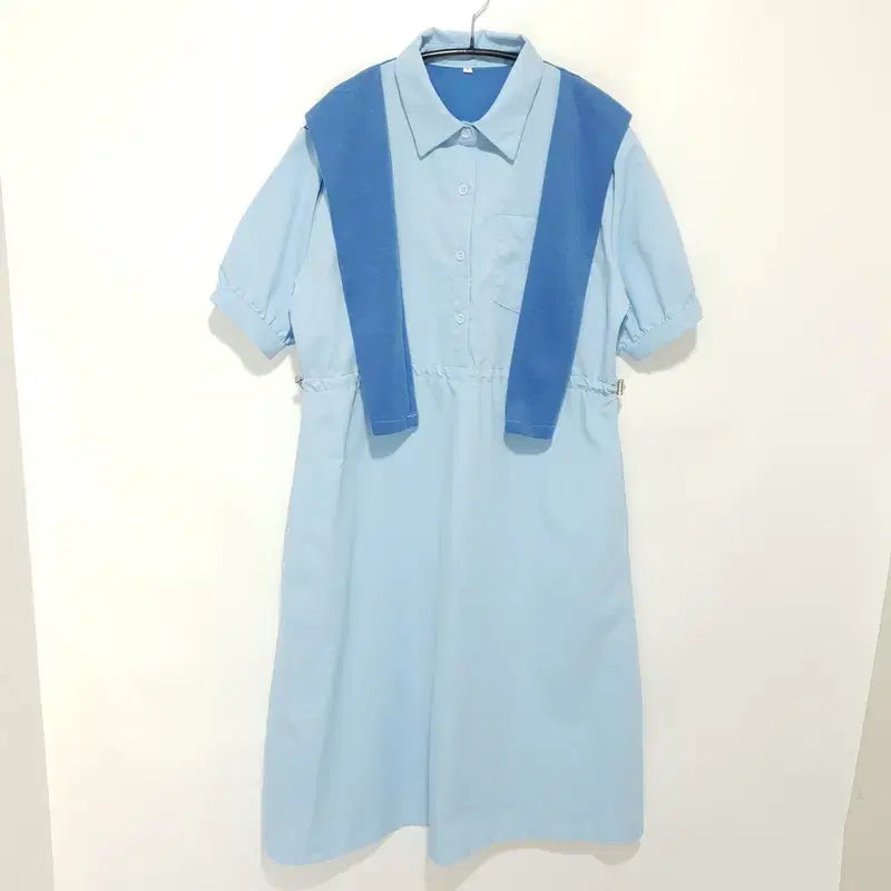 [BUNJANG] Unspecified Cape String Short Sleeve Dress / 케이프 배색 스트링 반팔 원피스 F_S0263