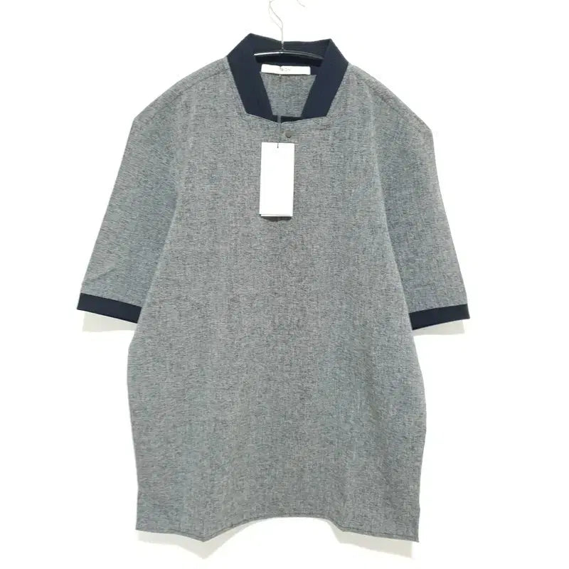 [BUNJANG] BON Woven Color Block Short Sleeve Shirt / BON 우븐 배색 노카라 반팔 100_i4204