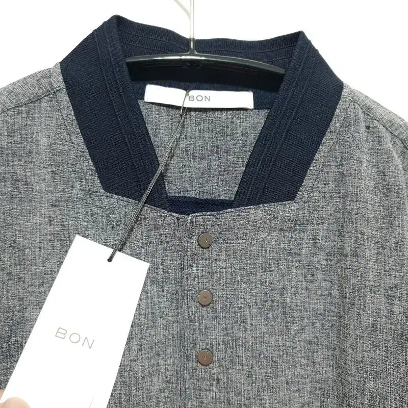 [BUNJANG] BON Woven Color Block Short Sleeve Shirt / BON 우븐 배색 노카라 반팔 100_i4204