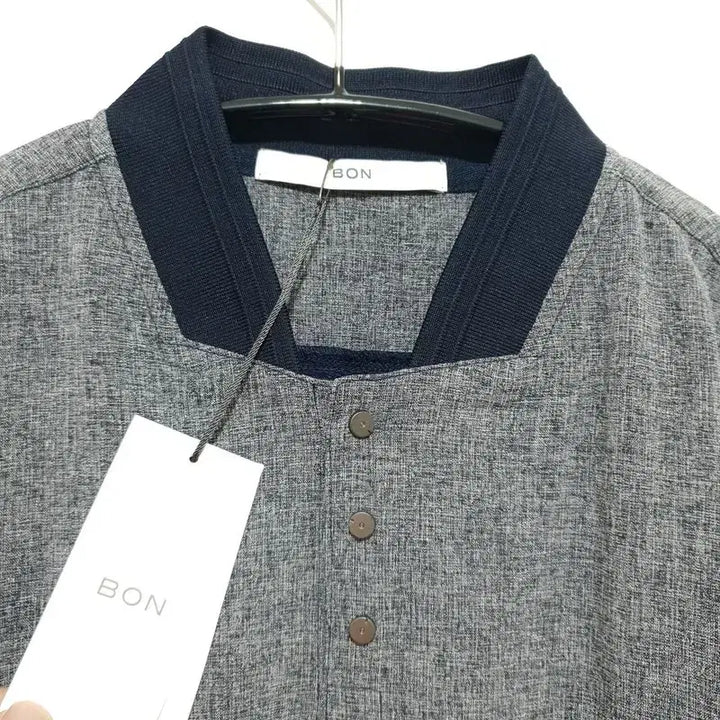[BUNJANG] BON Woven Color Block Short Sleeve Shirt / BON 우븐 배색 노카라 반팔 100_i4204