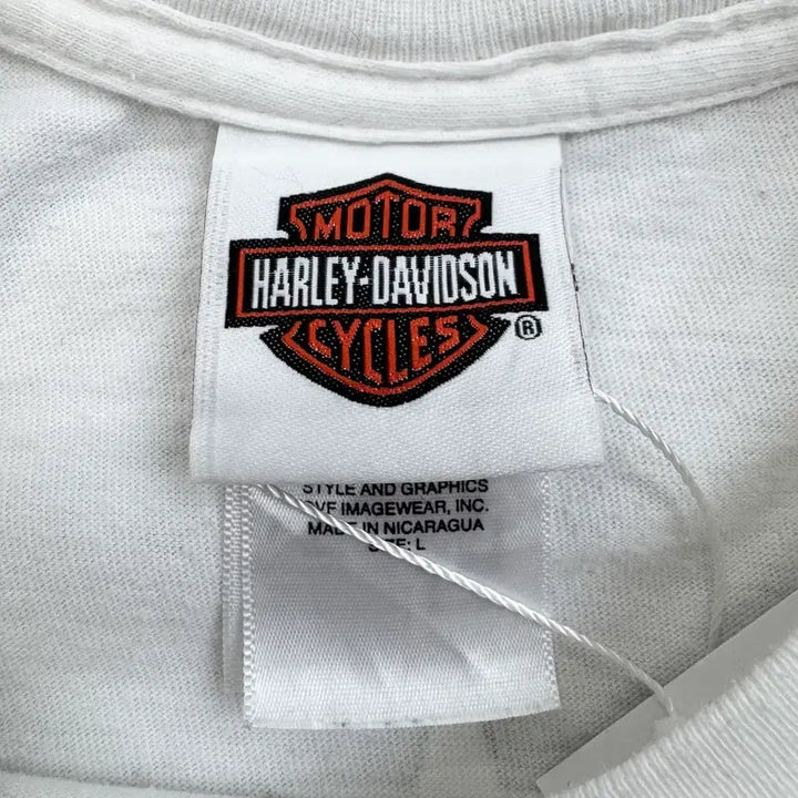 [BUNJANG] Harley Davidson US Flag Long Sleeve T-shirt / 할리데이비슨 미국 성조기 롱슬리브 화이트 긴팔 티셔츠