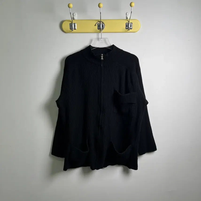 [BUNJANG] Des Pres Black Wool Knit Zip-up / Des pres 블랙 울 니트 집업