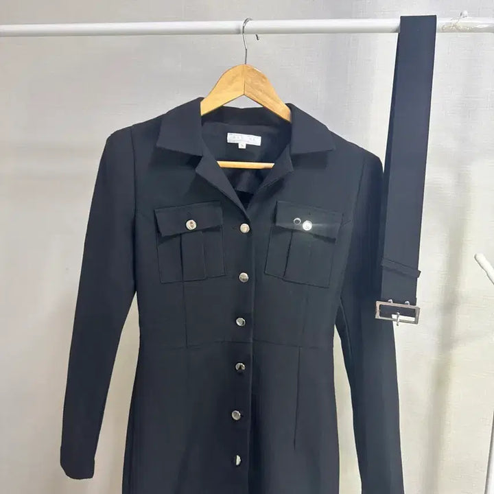 [BUNJANG] Black Belted Shirt Mini Dress / 새상품 섹시 오피스룩 블랙 벨트 셔츠 미니 원피스