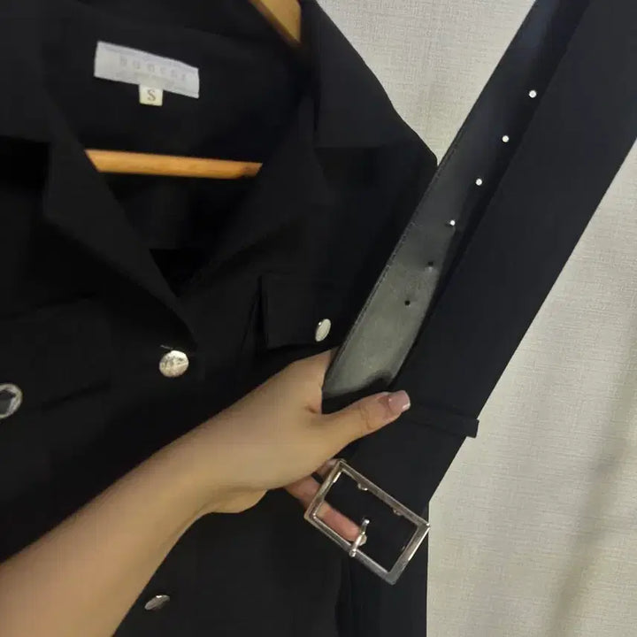 [BUNJANG] Black Belted Shirt Mini Dress / 새상품 섹시 오피스룩 블랙 벨트 셔츠 미니 원피스